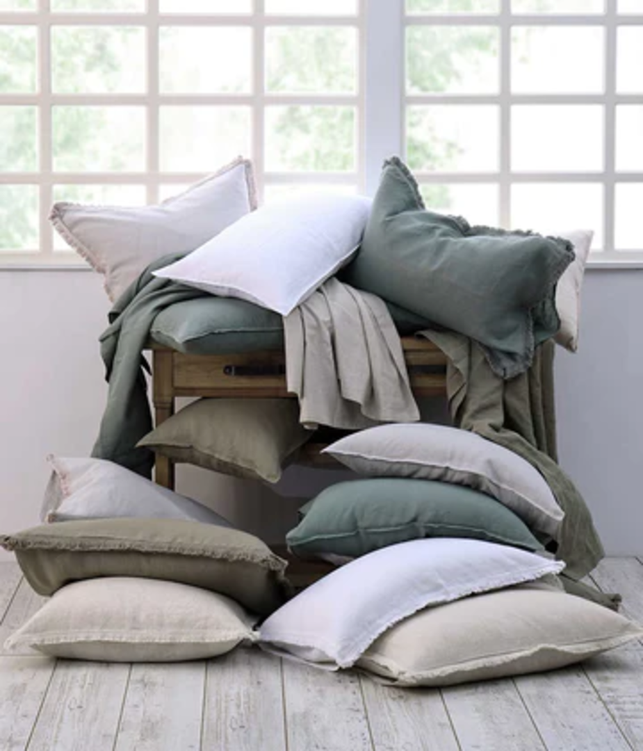 MM Linen Laundered Linen Bedspread Set.  Extras - Quilted Euros and Tassel Pillowcases - Natural image 3